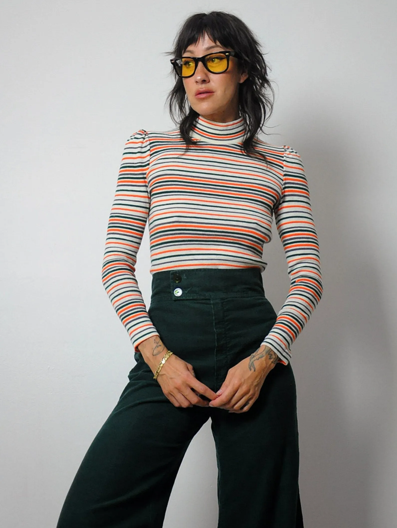 1970's Mock Neck Striped Sweater