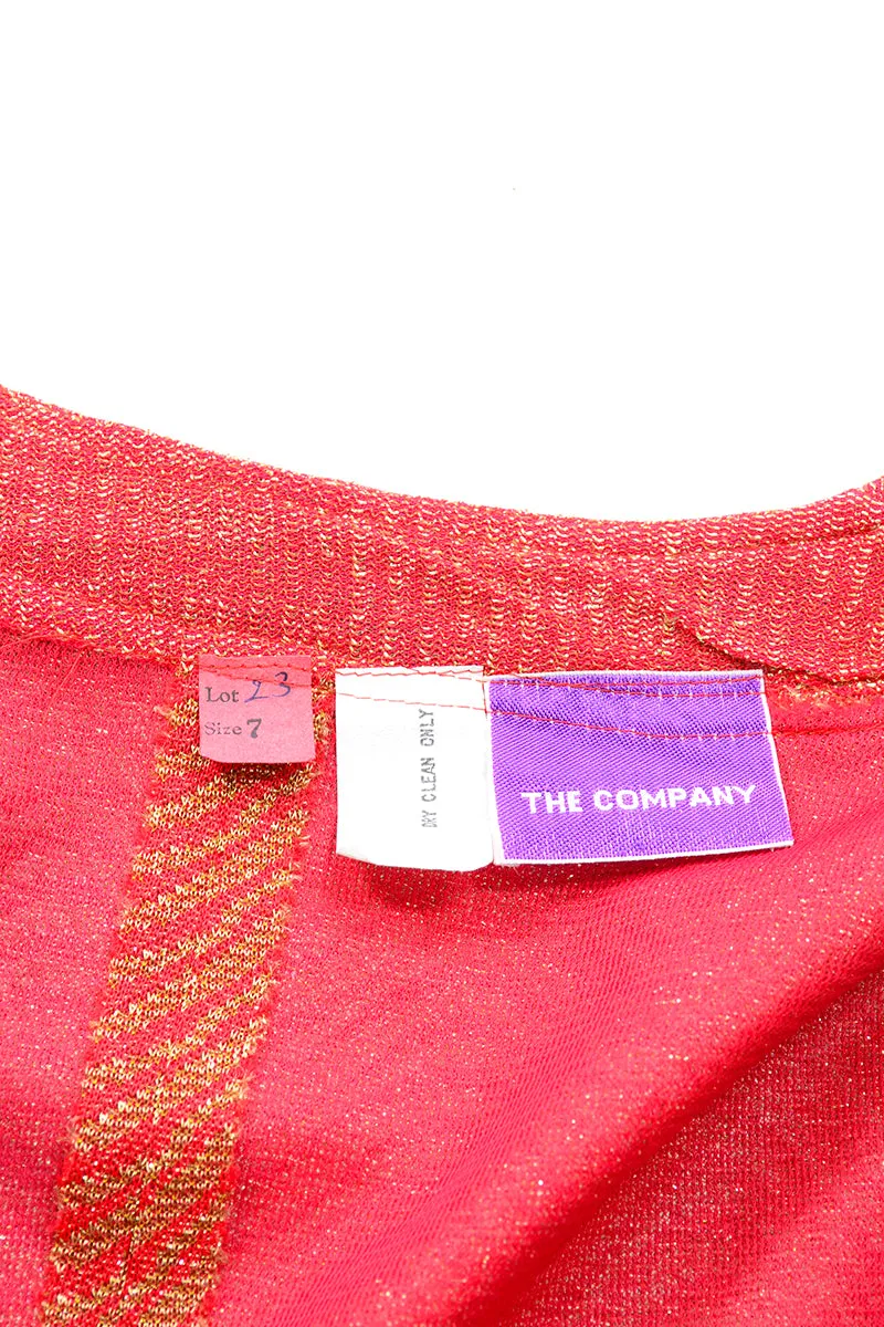 1970's Red & Gold Wavy Stripe Button Down Cardigan Sweater