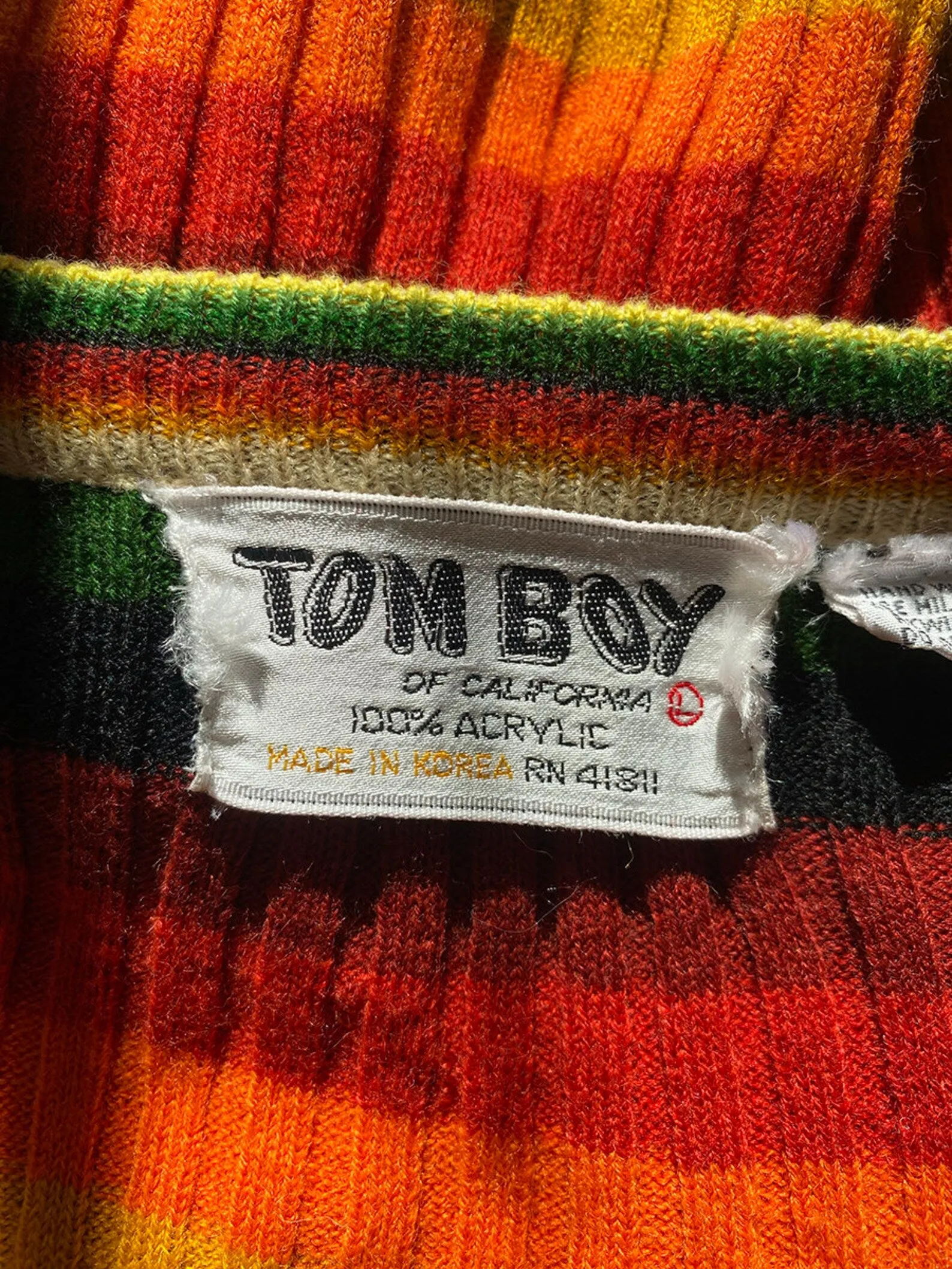 1970's Ribbed Rainbow Striped Sweater