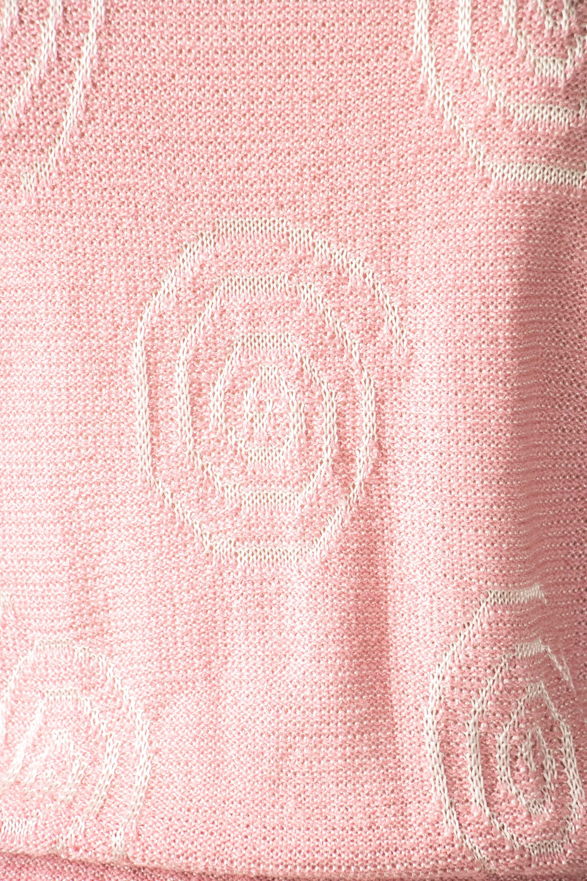 1980s Sweater Blush Pink Swirl Knit XS / S