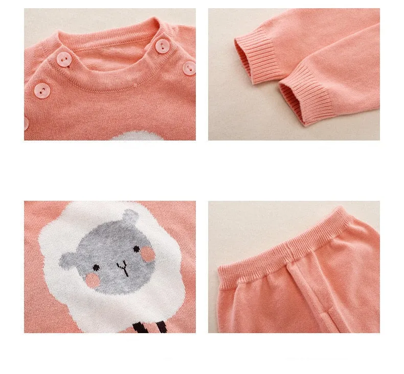 2pcs Boy Set Wool Knitted Cotton Sweater Warm Pullover Pants Suit Newborns Toddler Clothing Sets