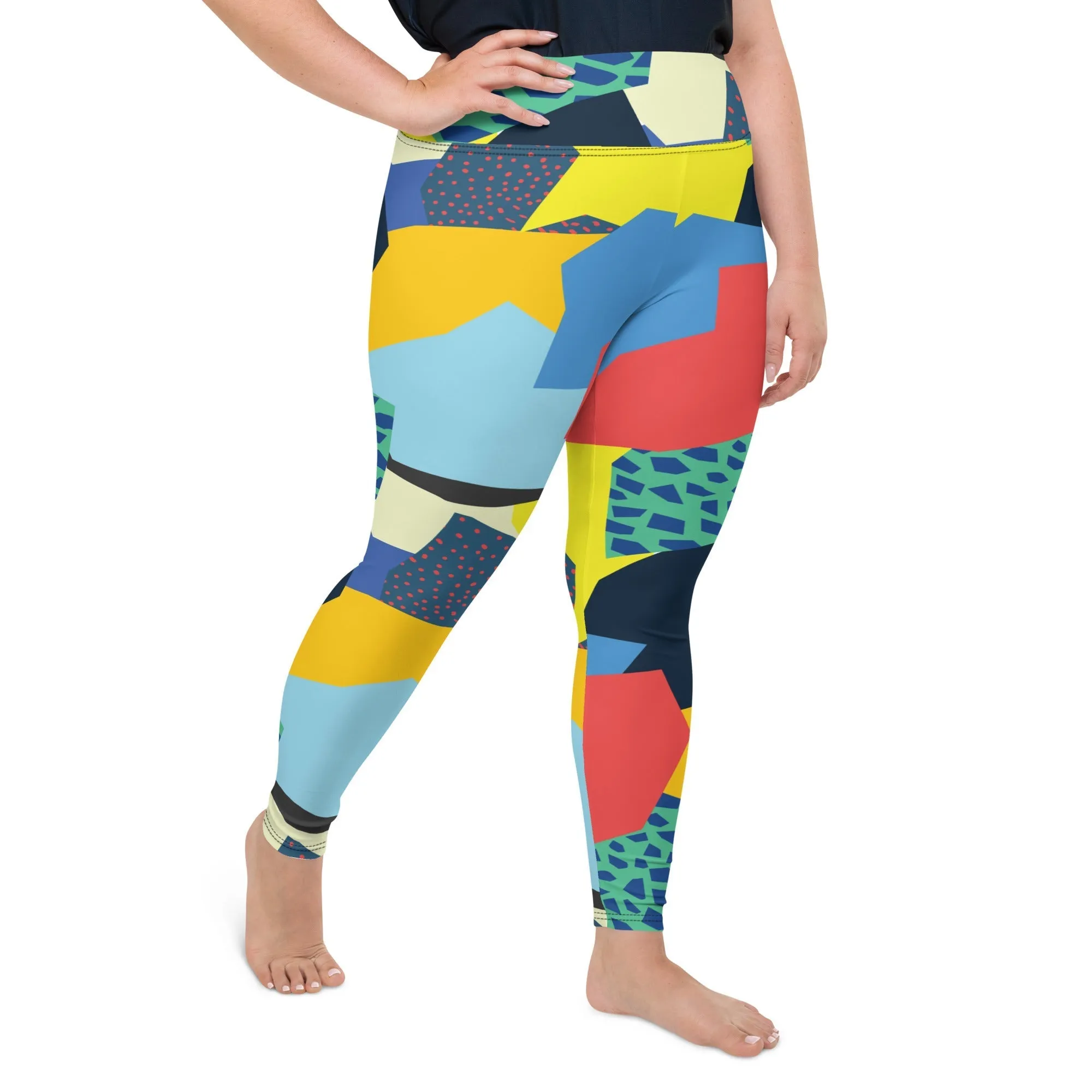 90s Color Block Plus Size Leggings