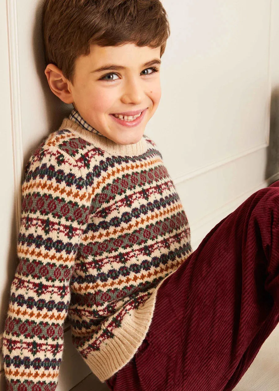 All Over Fair Isle Jumper in Camel (4-10yrs)