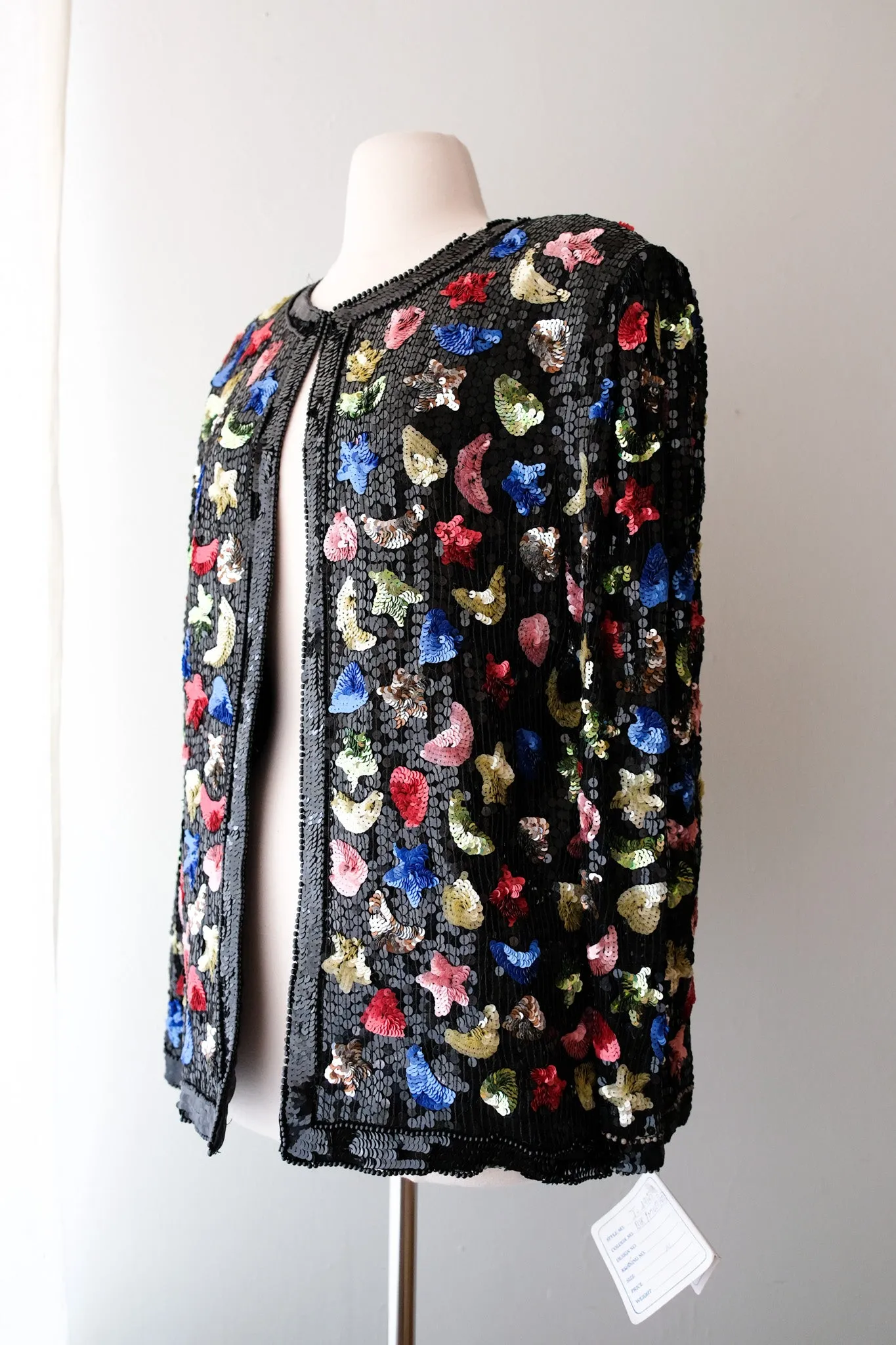 Amazing 1980's NOS Moon & Stars Sequins Statement Jacket / Sz ML