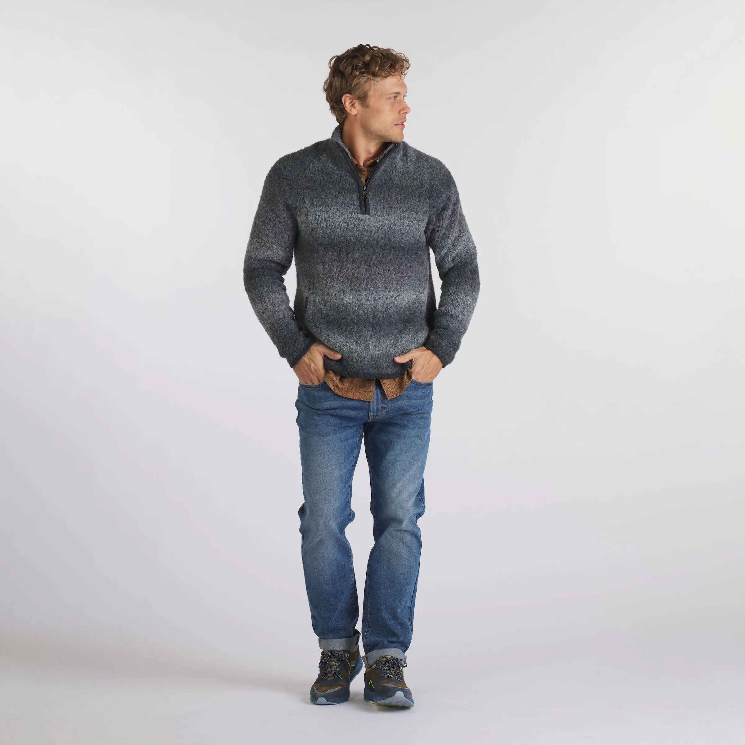 Ambassador Boucle Half Zip Sweater - Charcoal Heather