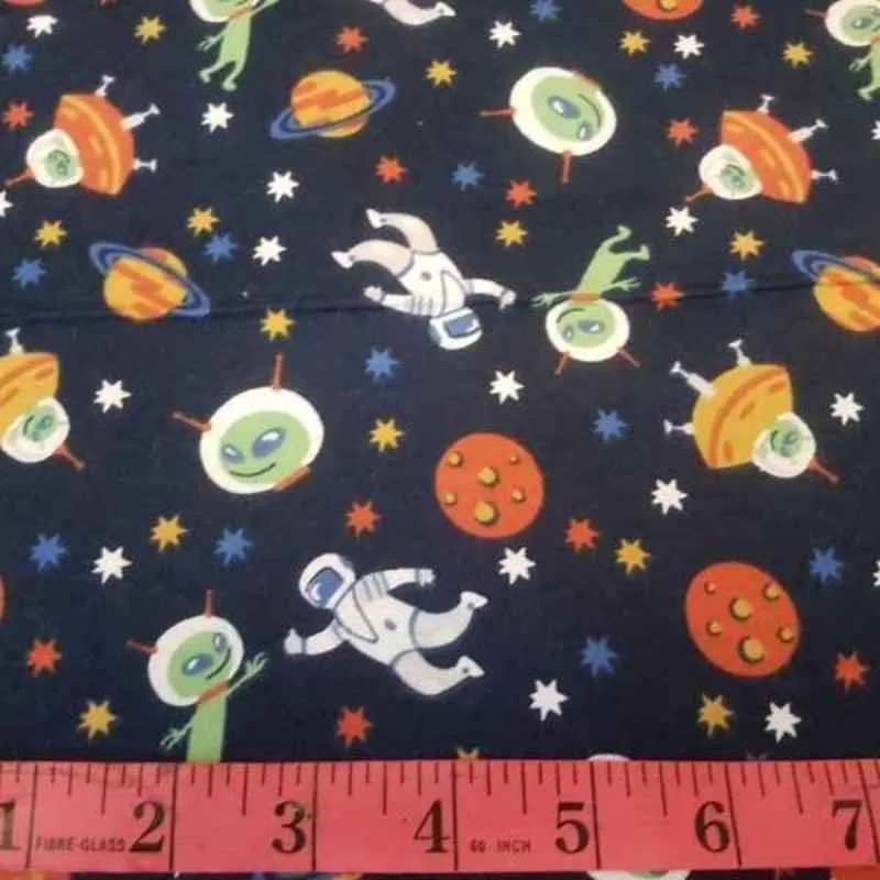 Astronaut FLANNEL fabric on Navy