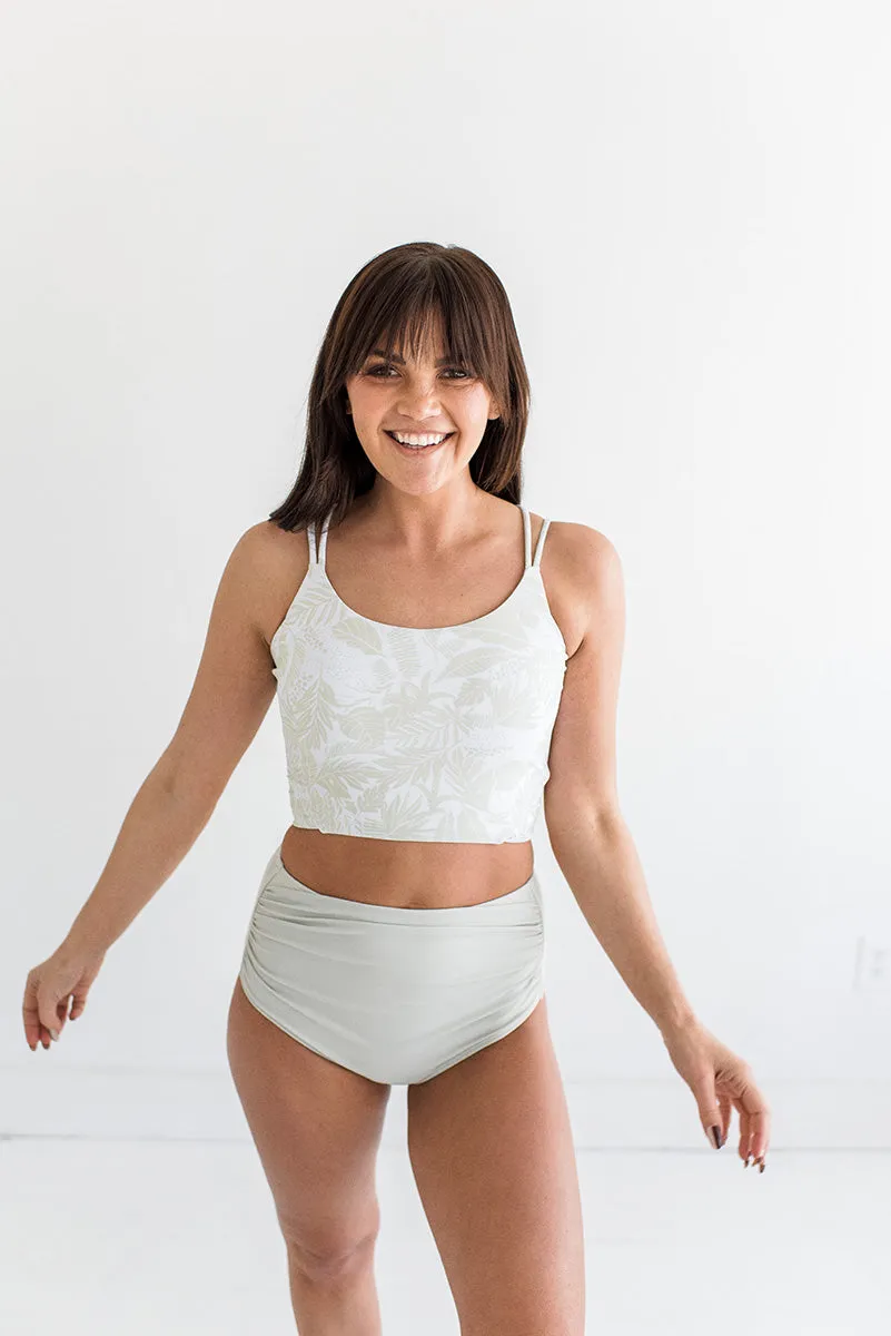 Basic Beach Ruched Bottoms in Sage - Size 2XL & 3XL Left