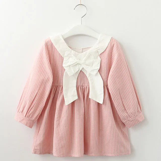 Bear Leader Girls Dress New Autumn Casual Ruffles A-Line Striped Full Sleeve Kids Dress For 3T-7T