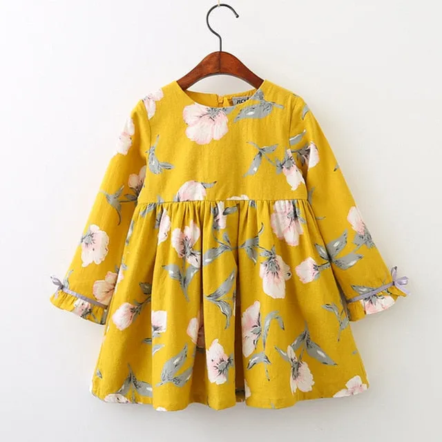 Bear Leader Girls Dress New Autumn Casual Ruffles A-Line Striped Full Sleeve Kids Dress For 3T-7T