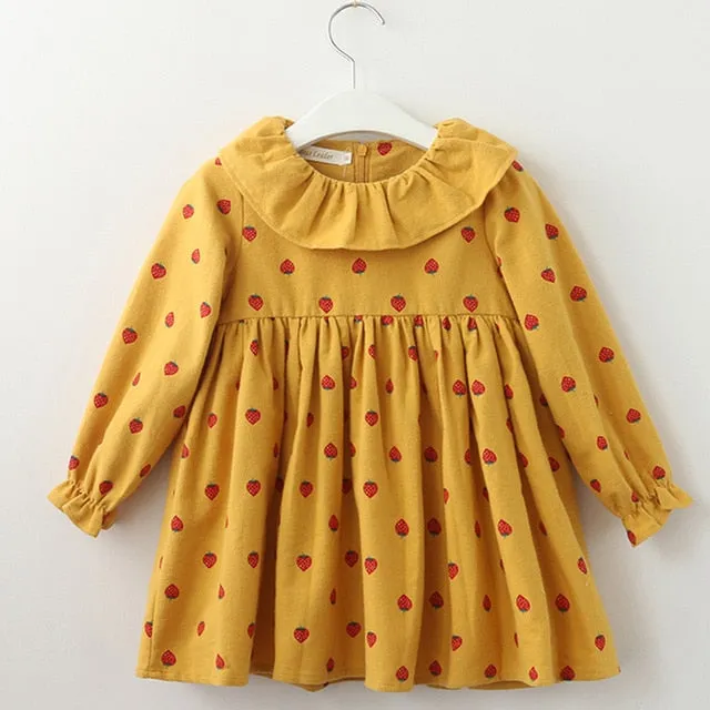 Bear Leader Girls Dress New Autumn Casual Ruffles A-Line Striped Full Sleeve Kids Dress For 3T-7T