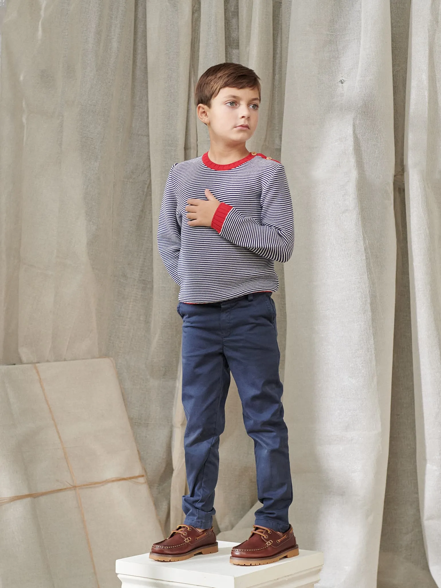 Blue Stripe Bromo Boy Cotton Jumper