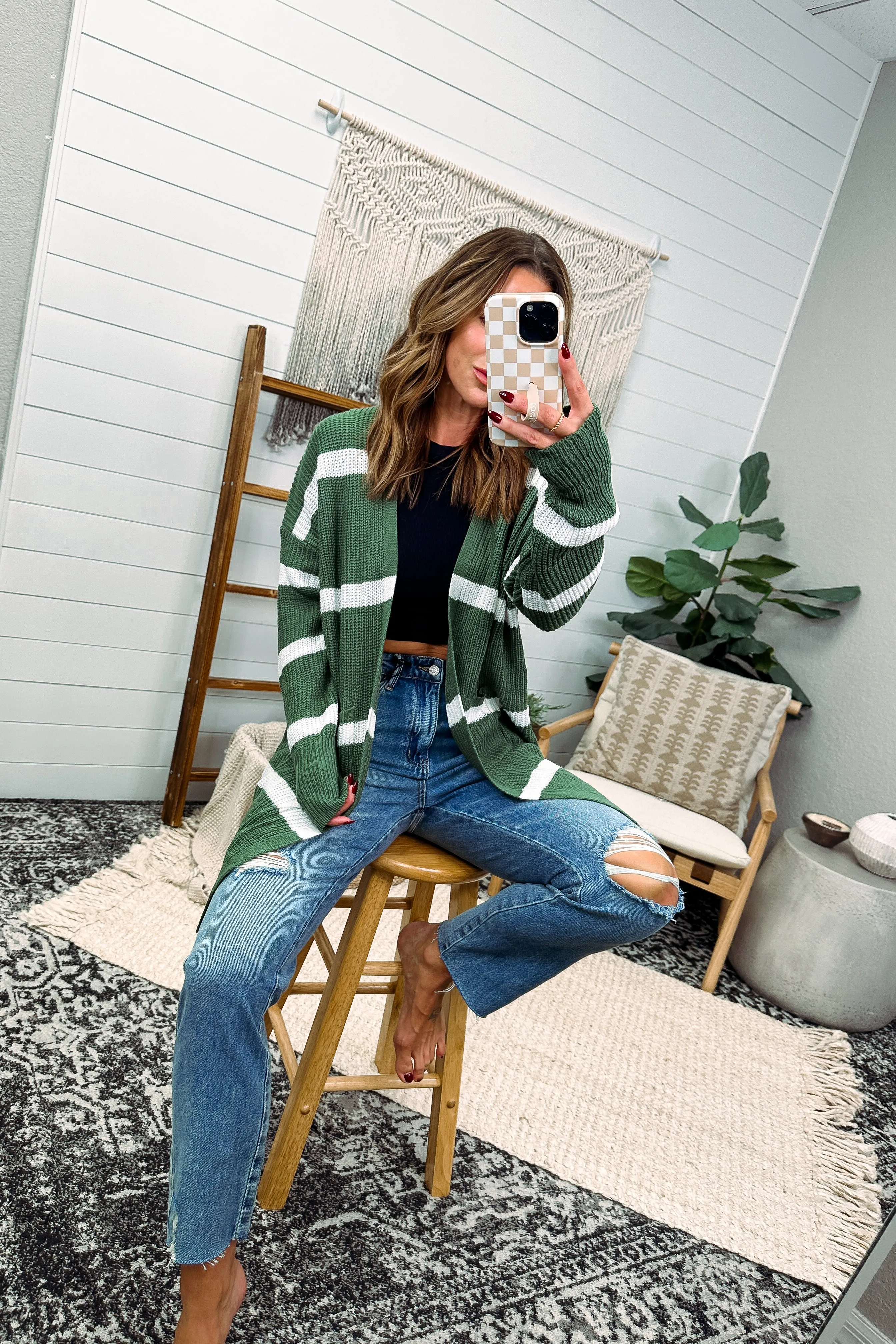 Brighter is Better Striped Cardigan in Green