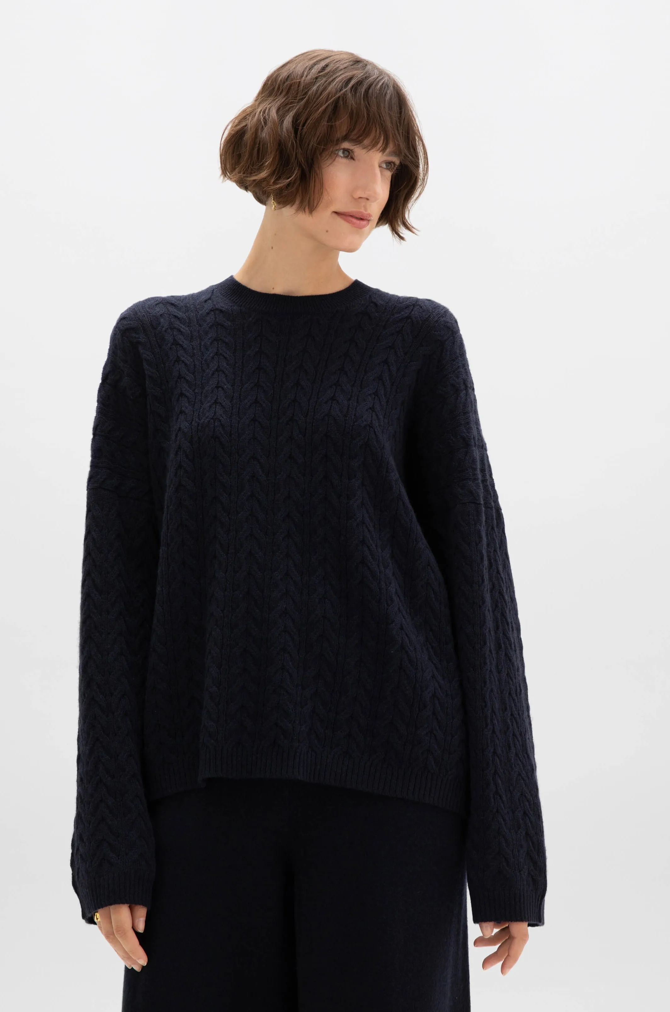 Cable Knit Slouchy Cashmere Jumper