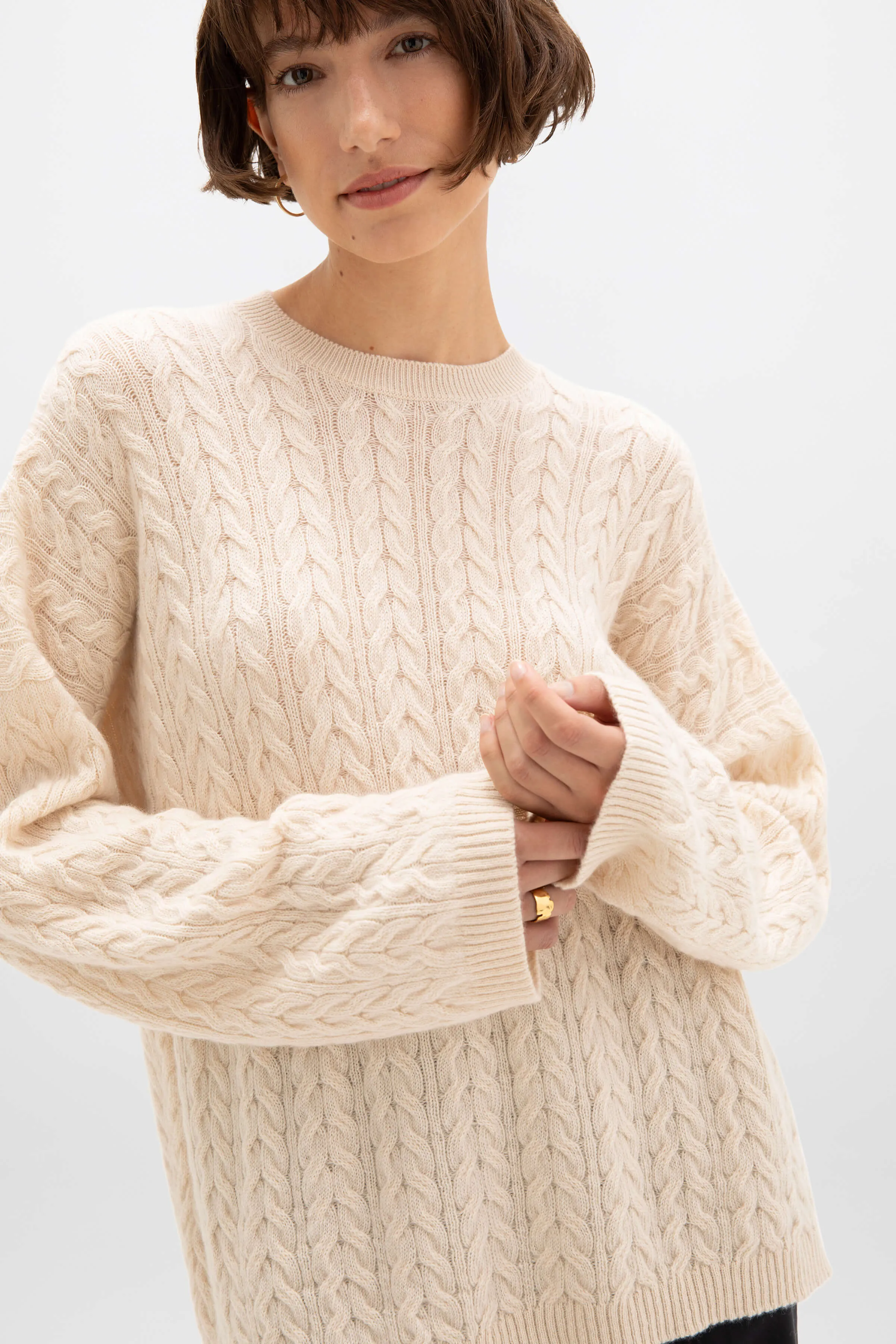 Cable Knit Slouchy Cashmere Jumper