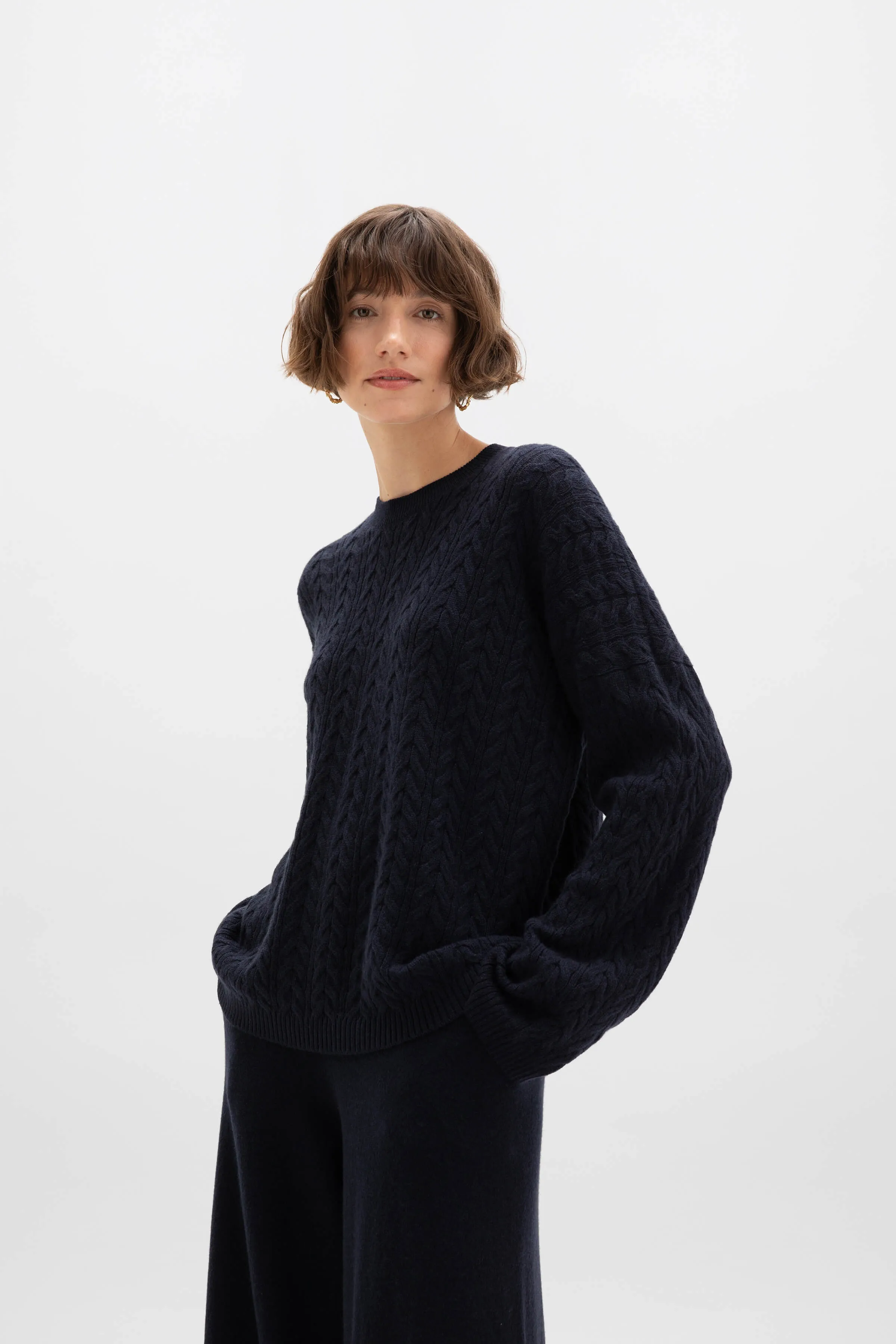 Cable Knit Slouchy Cashmere Jumper