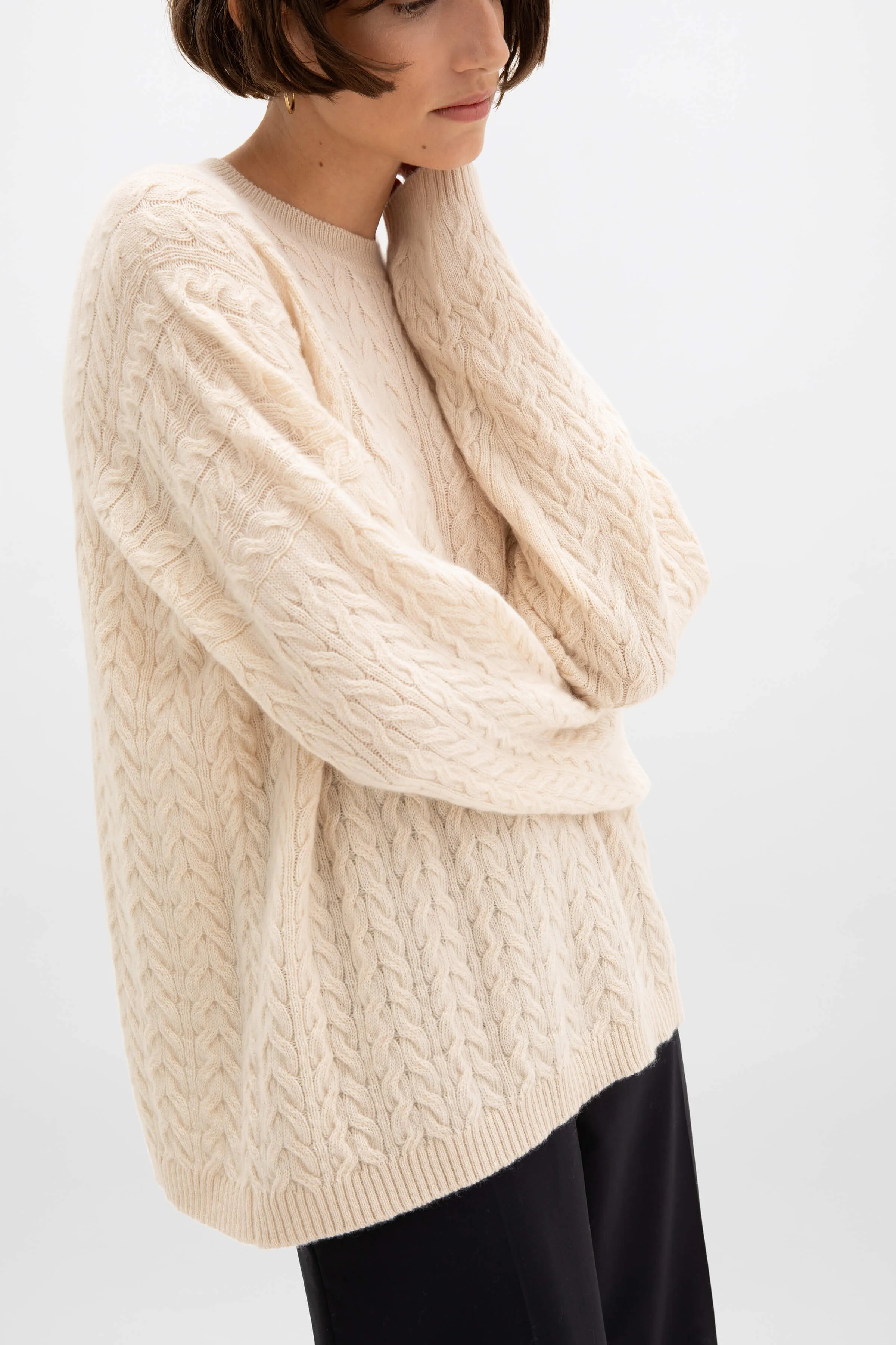 Cable Knit Slouchy Cashmere Jumper