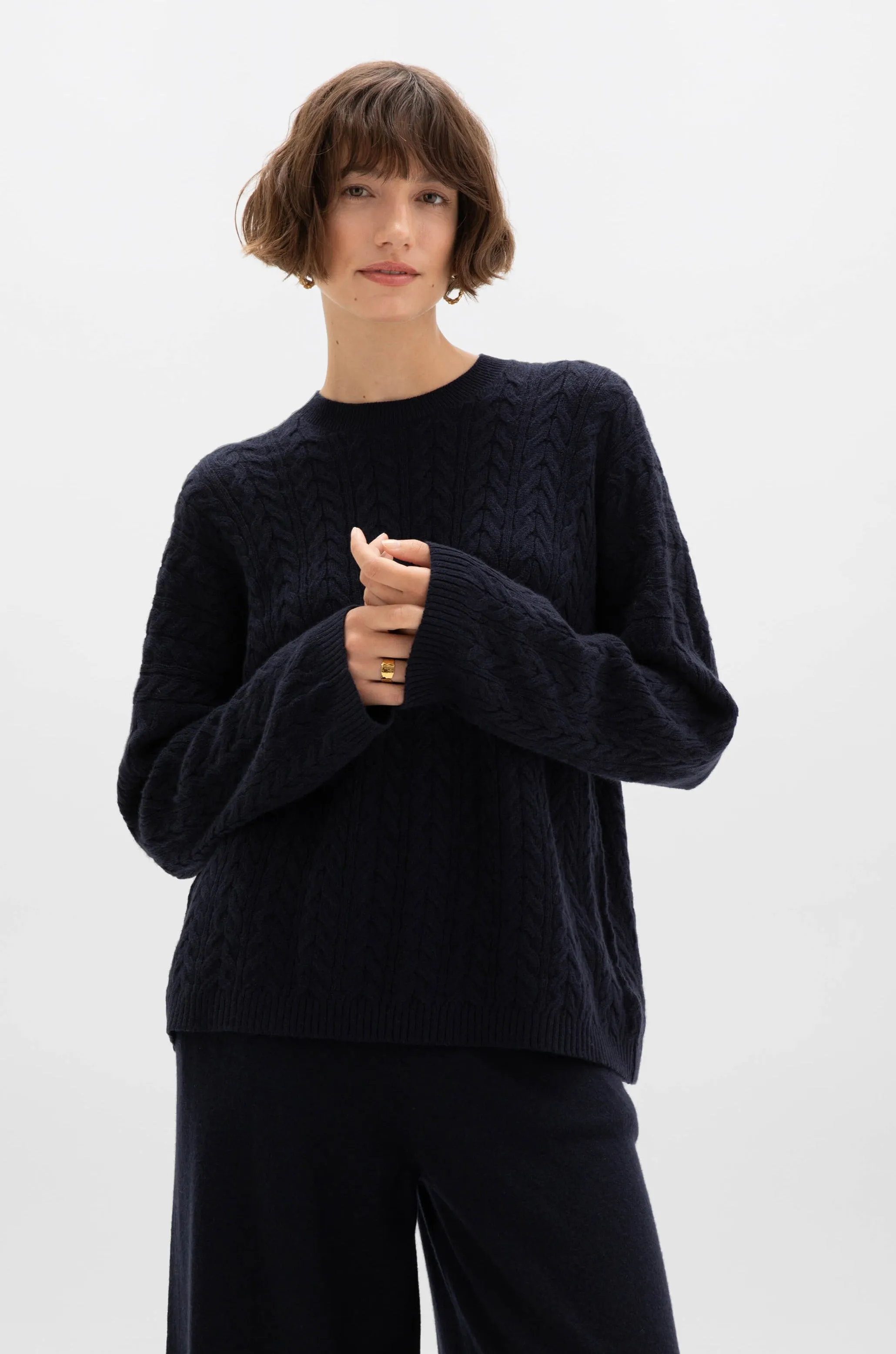 Cable Knit Slouchy Cashmere Jumper