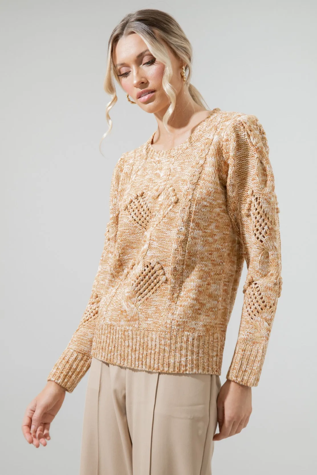 Cara Cable Knit Mixed Yarn Sweater