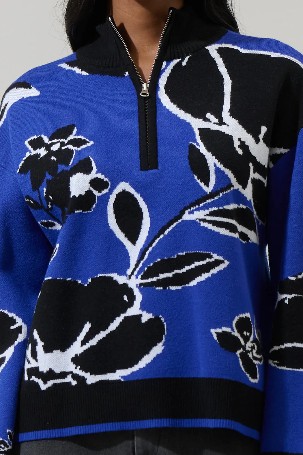 Carrey Floral Zip Up Sweater