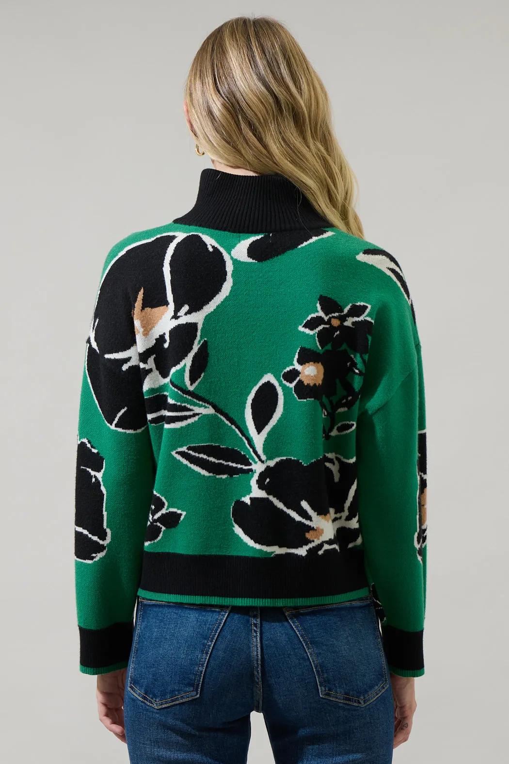 Carrey Floral Zip Up Sweater