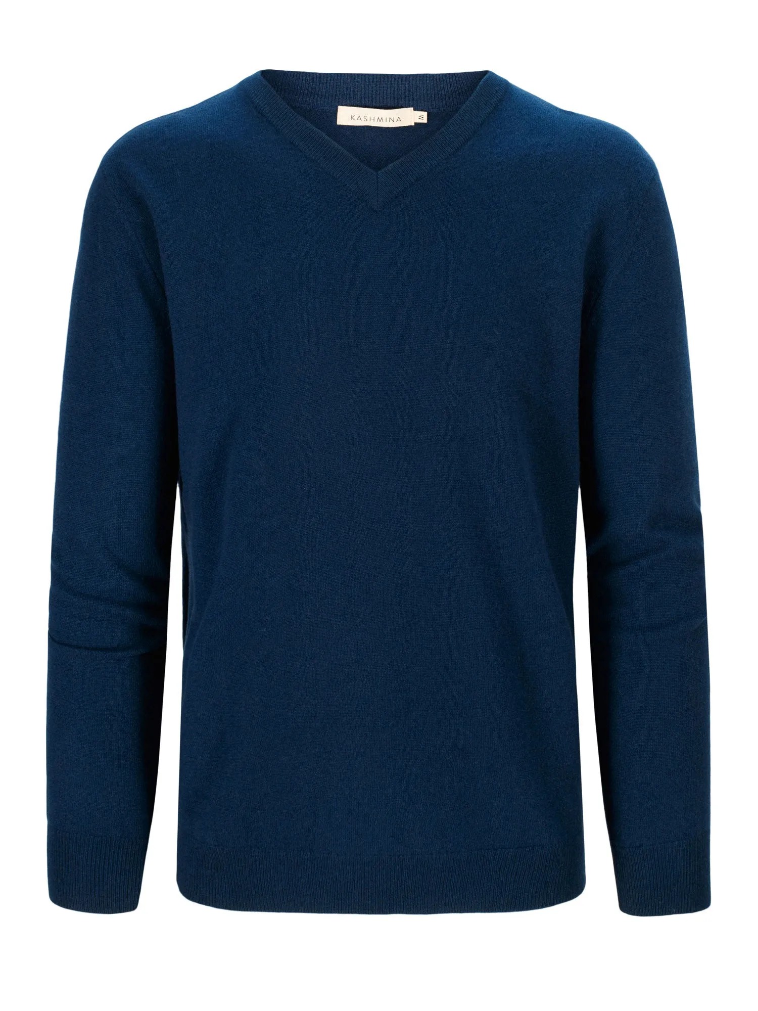 Cashmere sweater men "V-neck" - mountain blue