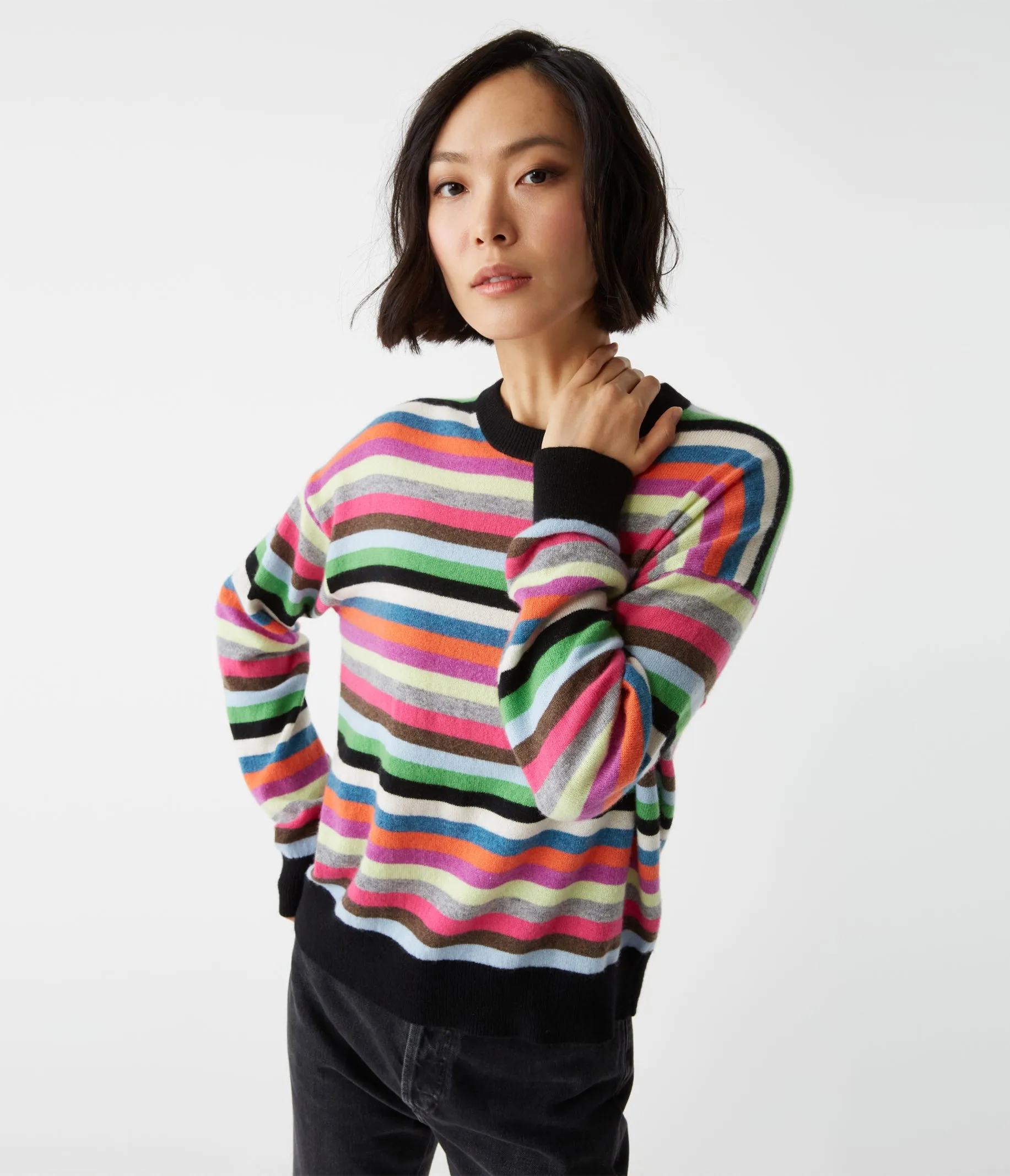 Celeste Striped Crew Neck Cashmere Sweater