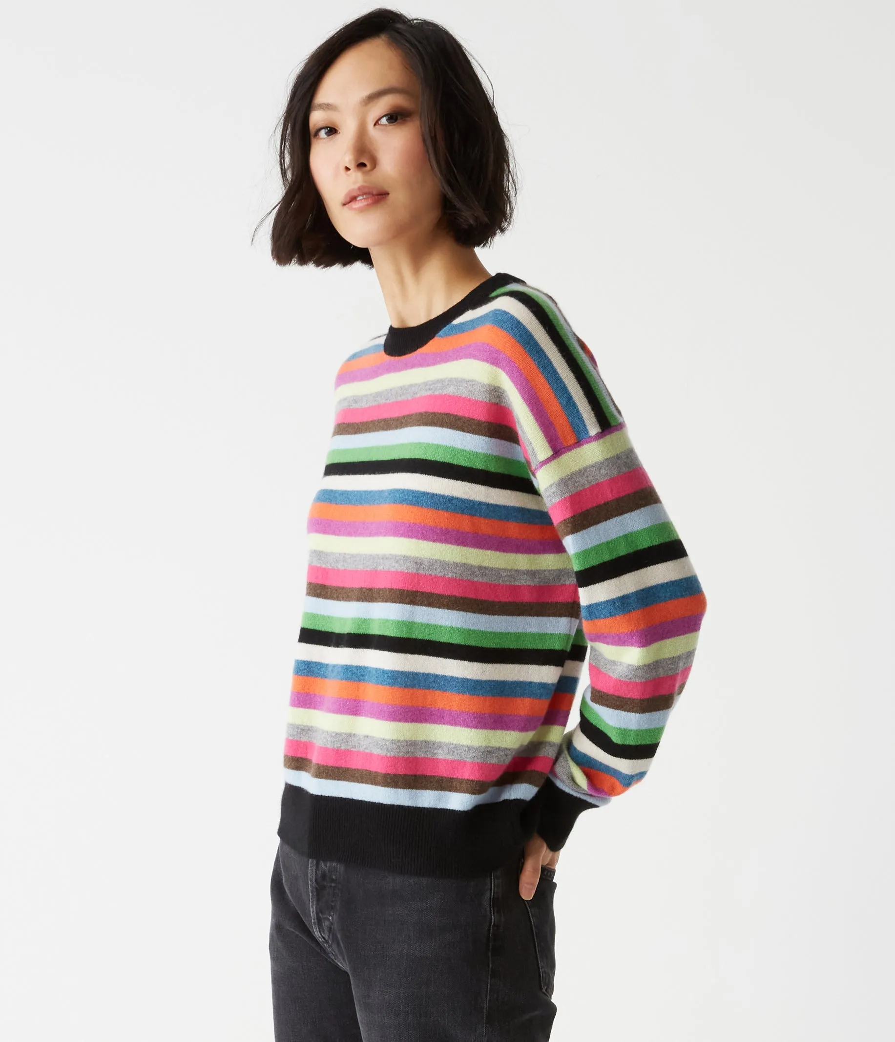 Celeste Striped Crew Neck Cashmere Sweater