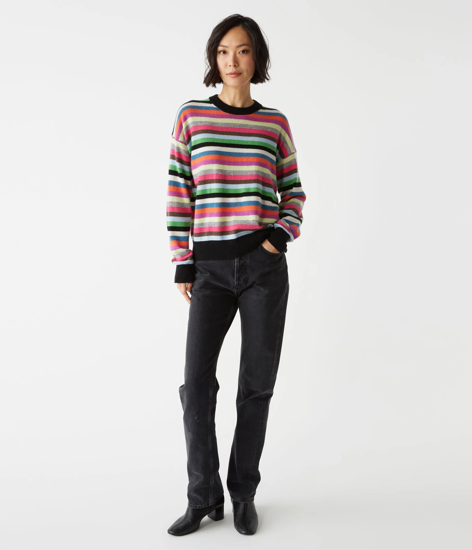 Celeste Striped Crew Neck Cashmere Sweater