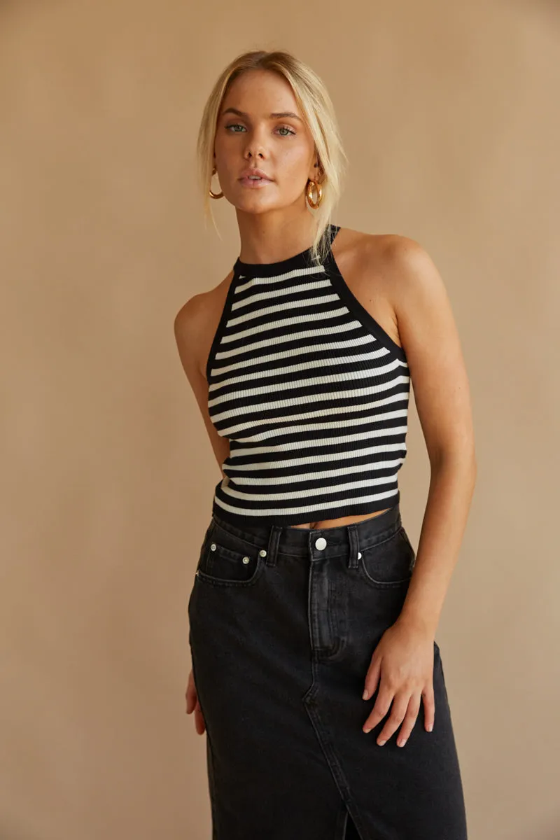 Cheyenne Striped Halter Tank Top