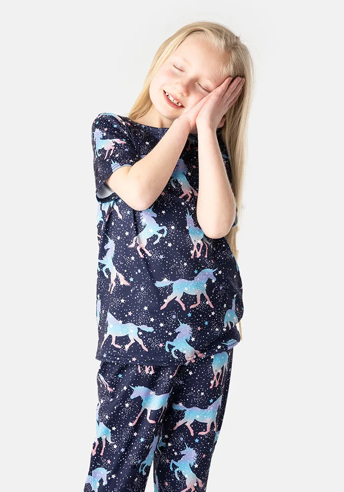 Children's Unicorn & Stars Print Pyjama Set (Moonbeam)