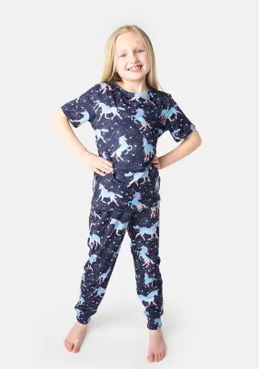 Children's Unicorn & Stars Print Pyjama Set (Moonbeam)