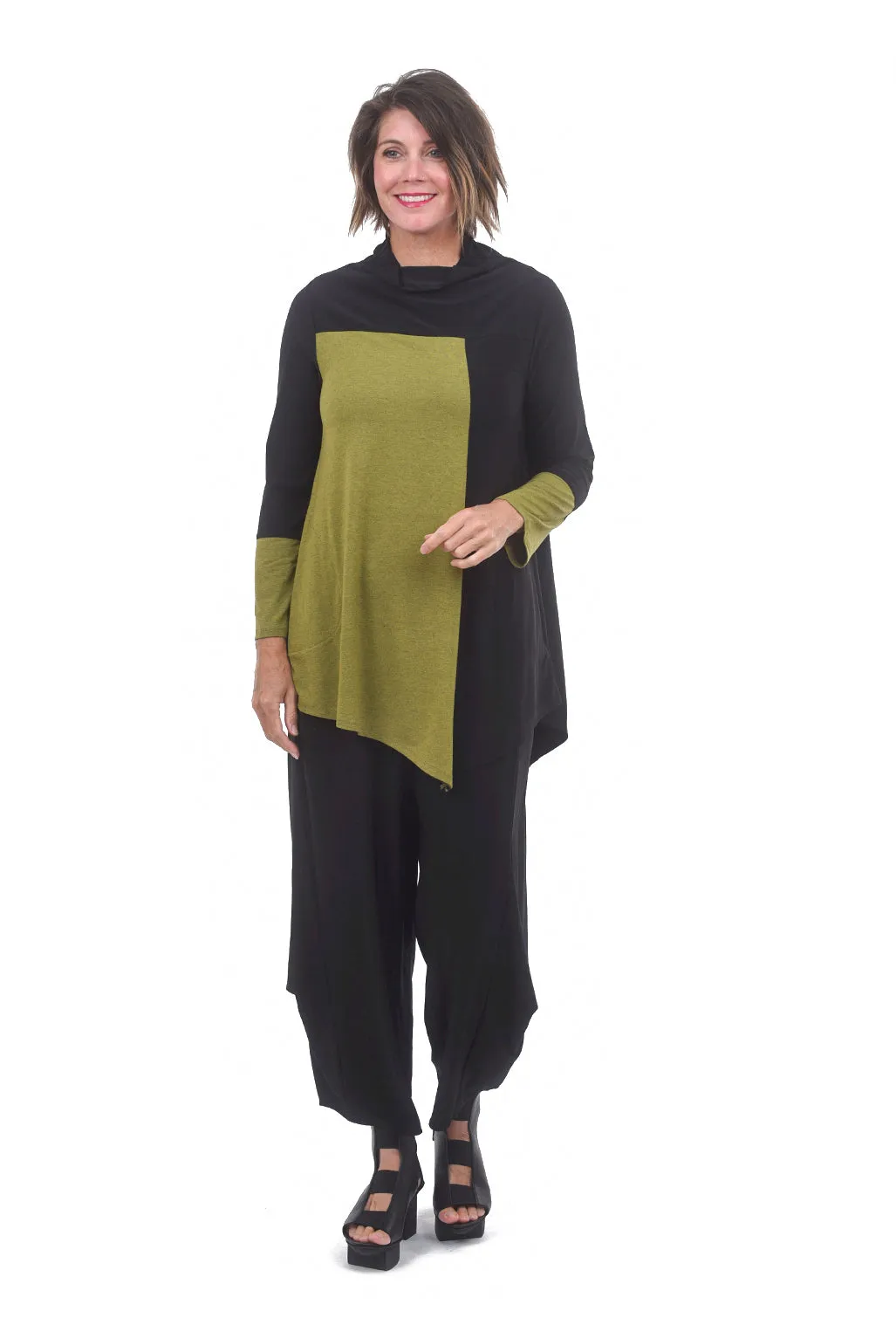 Color-Block Chloe Tunic, Chartreuse