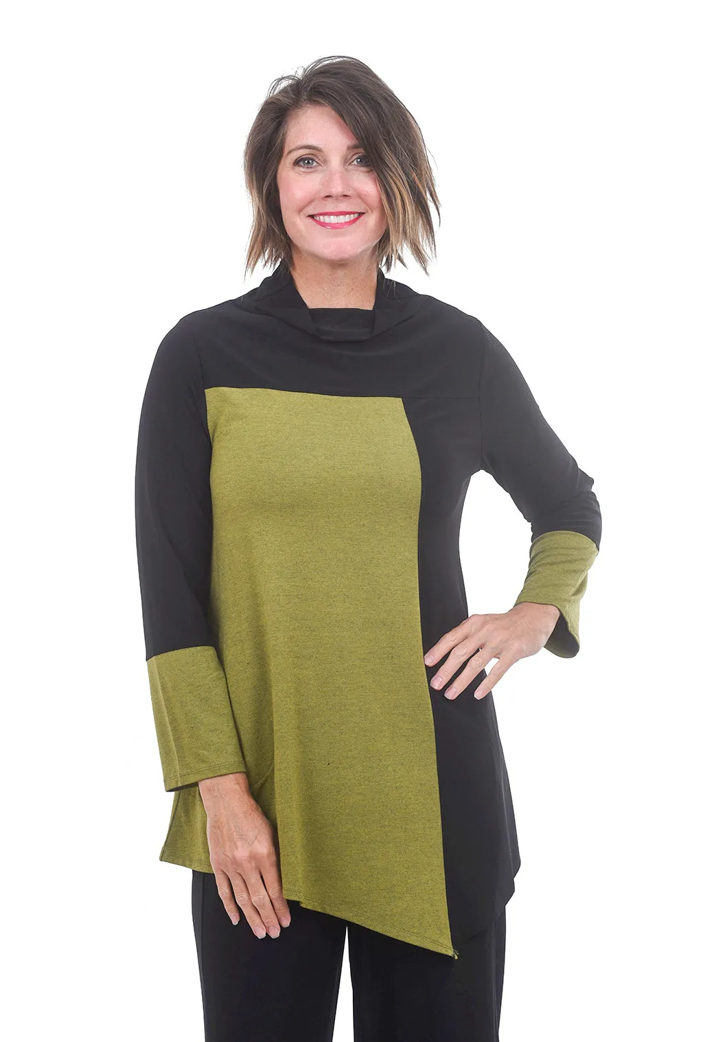 Color-Block Chloe Tunic, Chartreuse