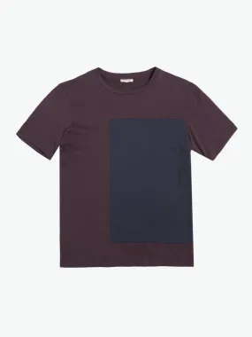 Color Block Crew Neck T-Shirt Burgundy