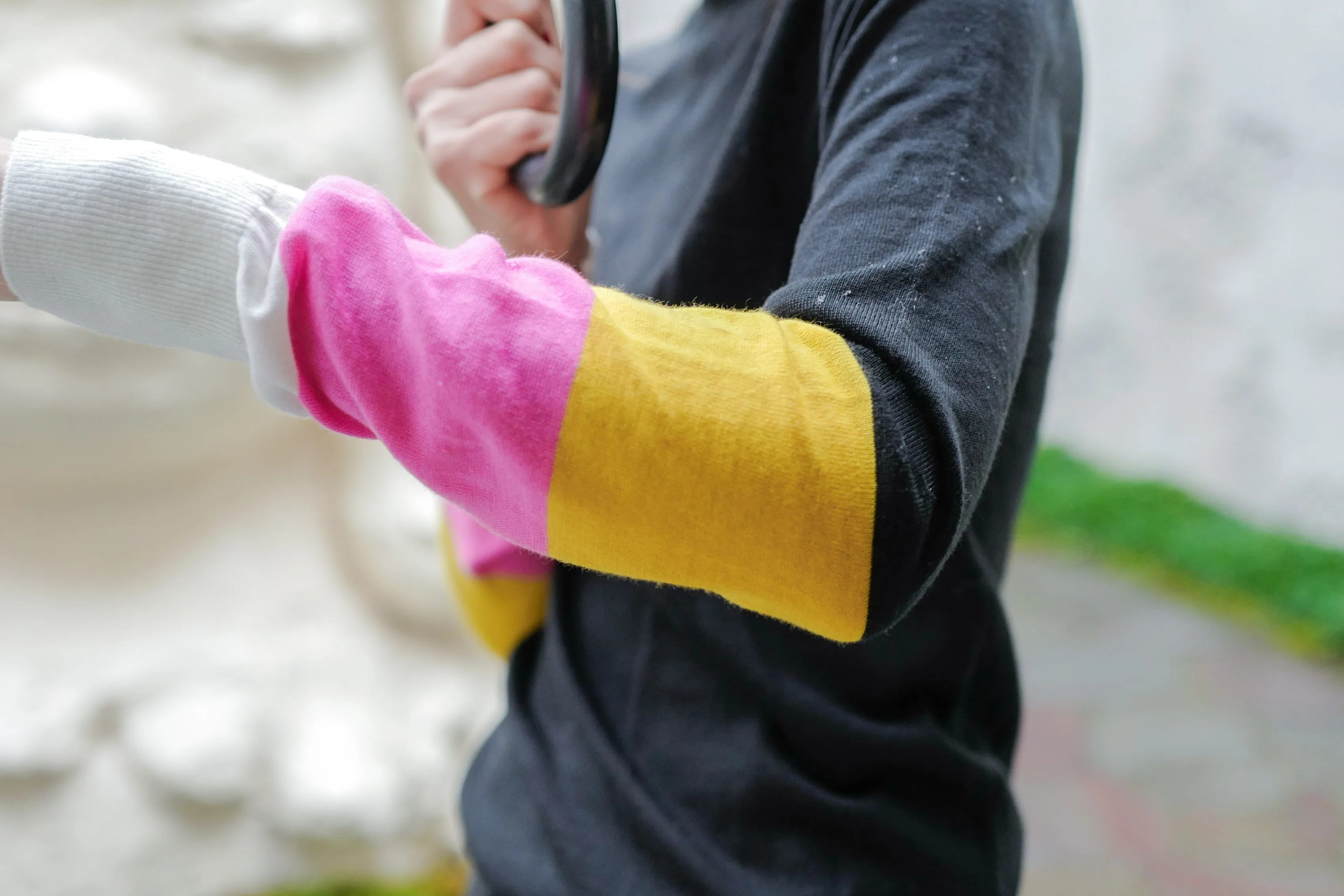 Color Block Turtle Neck Cotton Top