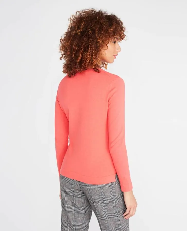 Coral Crew Neck Cardigan