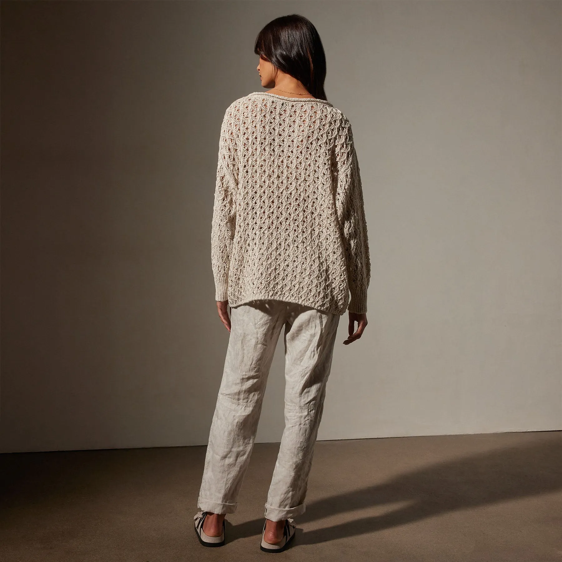 Cotton Linen Textured Sweater - Natural