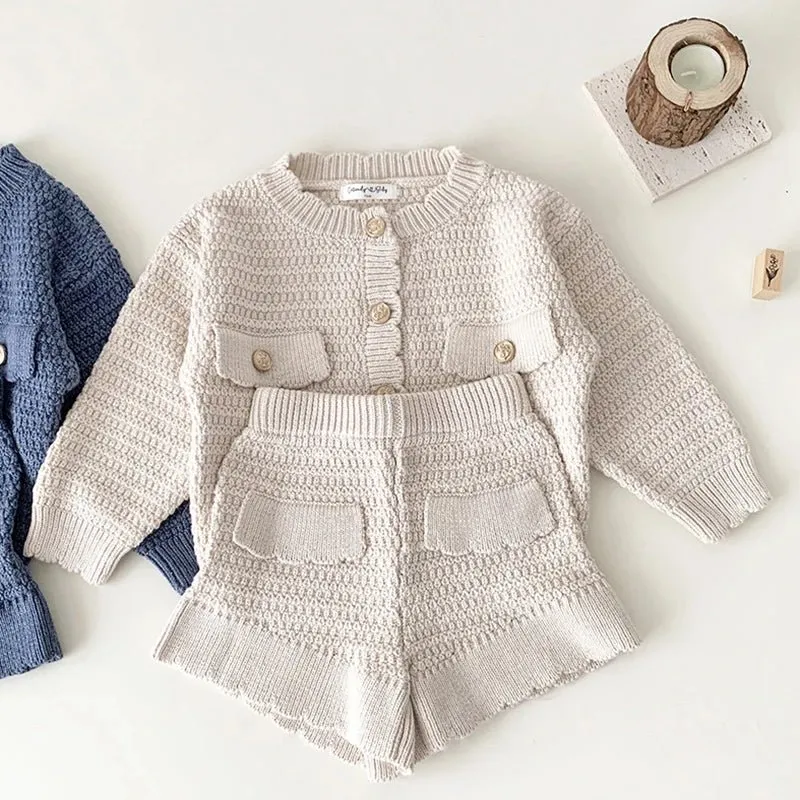 Cozy Knit Cardigan and Flowy Shorts Ensemble