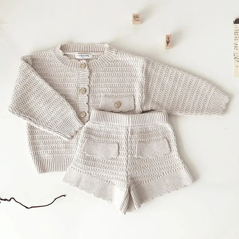 Cozy Knit Cardigan and Flowy Shorts Ensemble