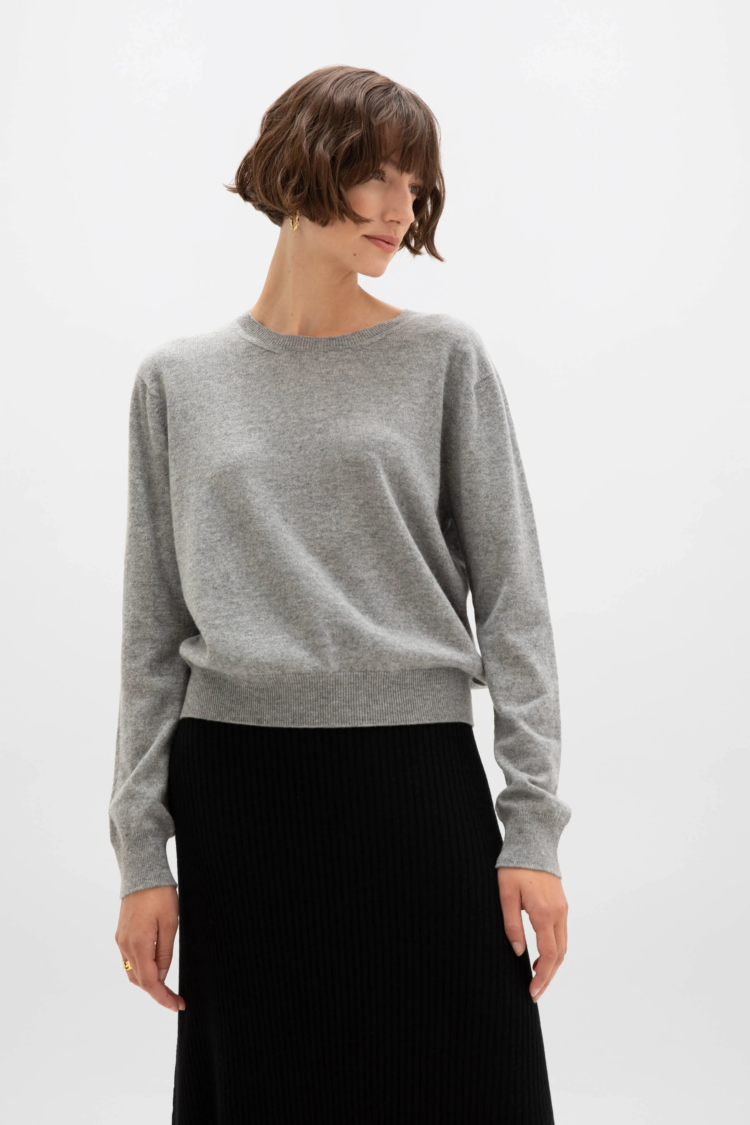 Cropped Cashmere Round Neck