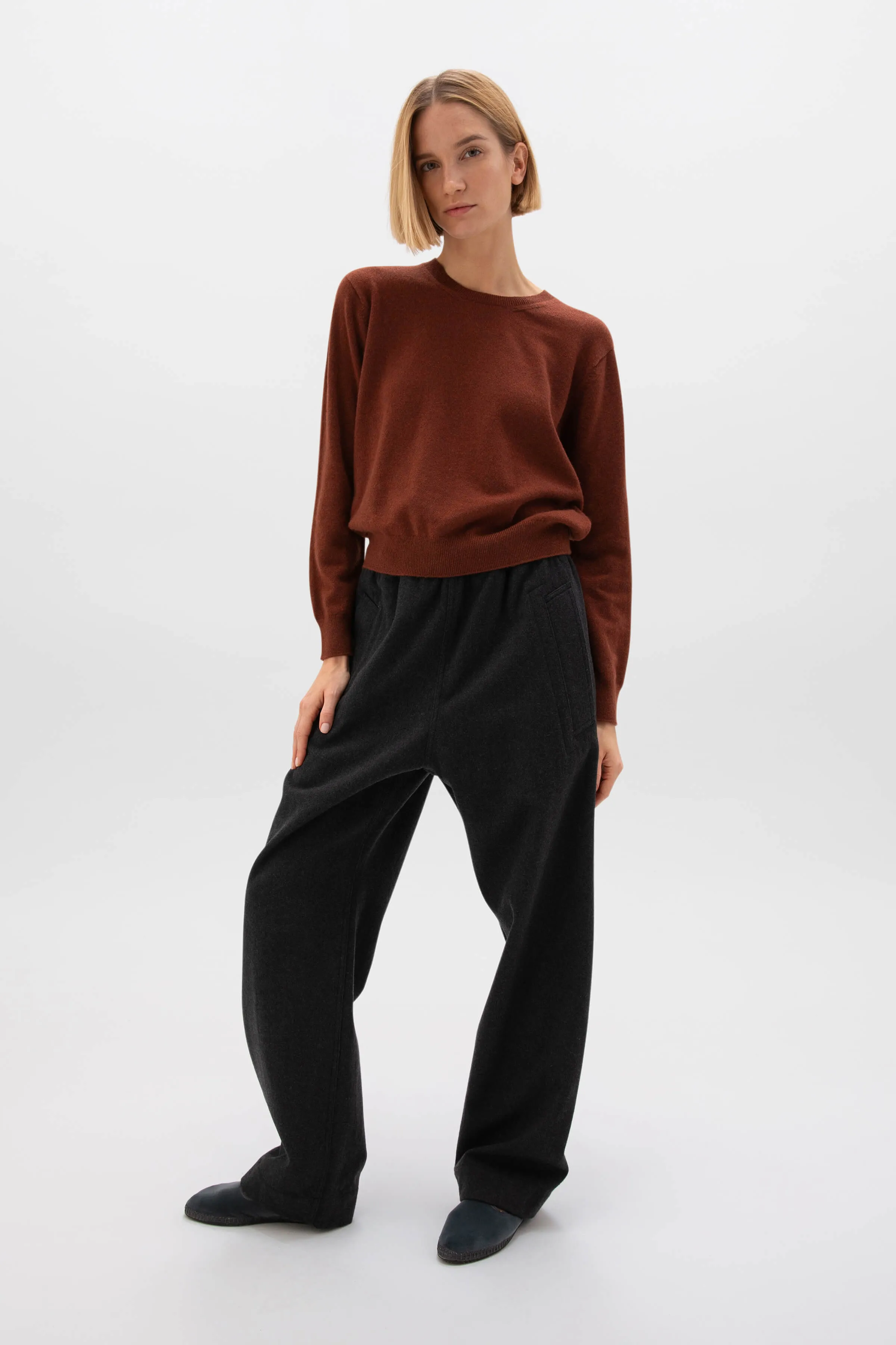 Cropped Cashmere Round Neck