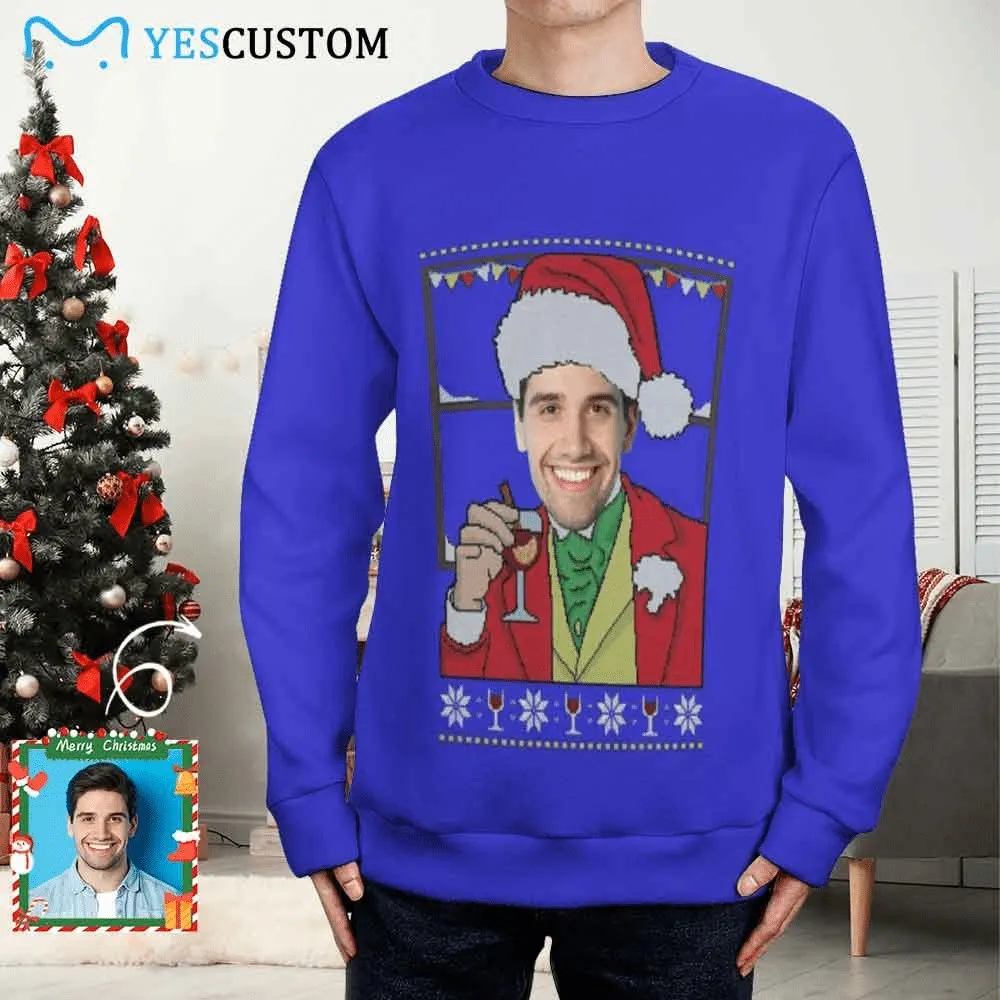 Custom Boyfriend Face V-Neck Sweater for Women Ugly Christmas Sweater Long Sleeve Lightweight Sweater Tops