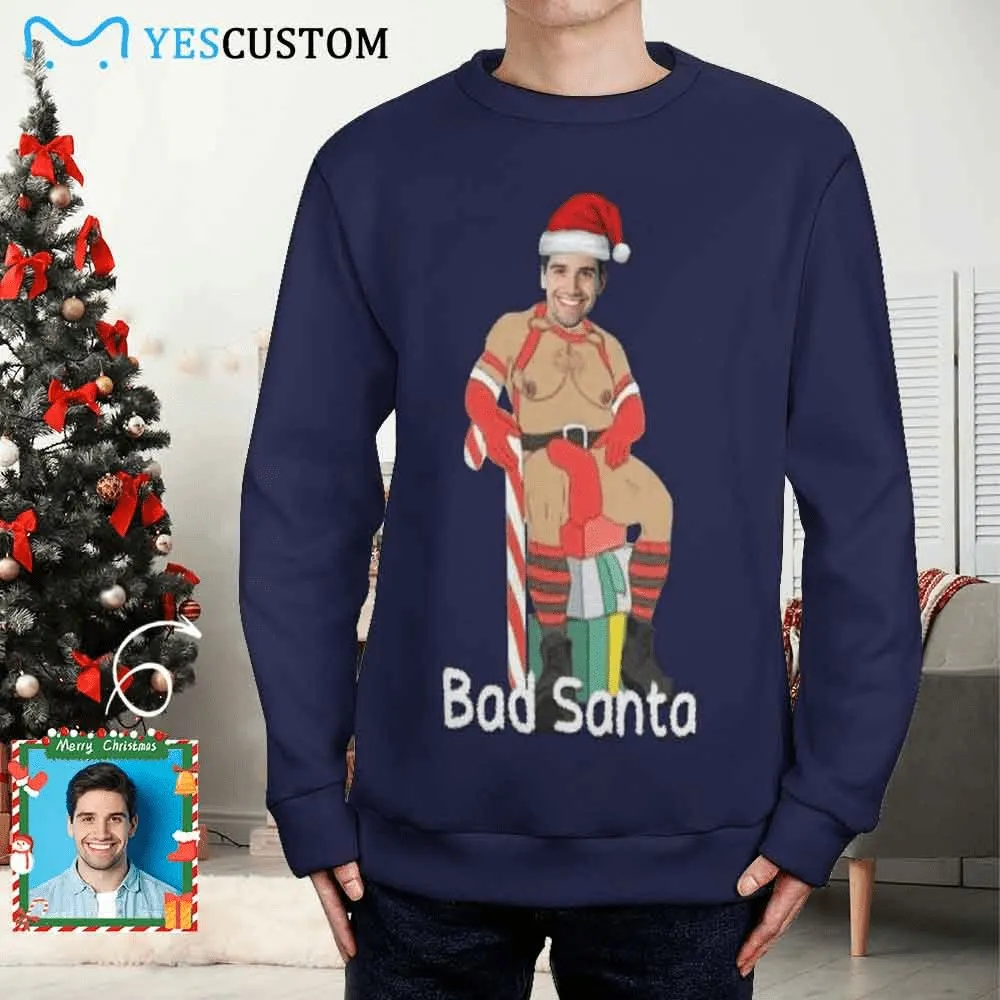 Custom Boyfriend Face V-Neck Sweater for Women Ugly Christmas Sweater Long Sleeve Lightweight Sweater Tops