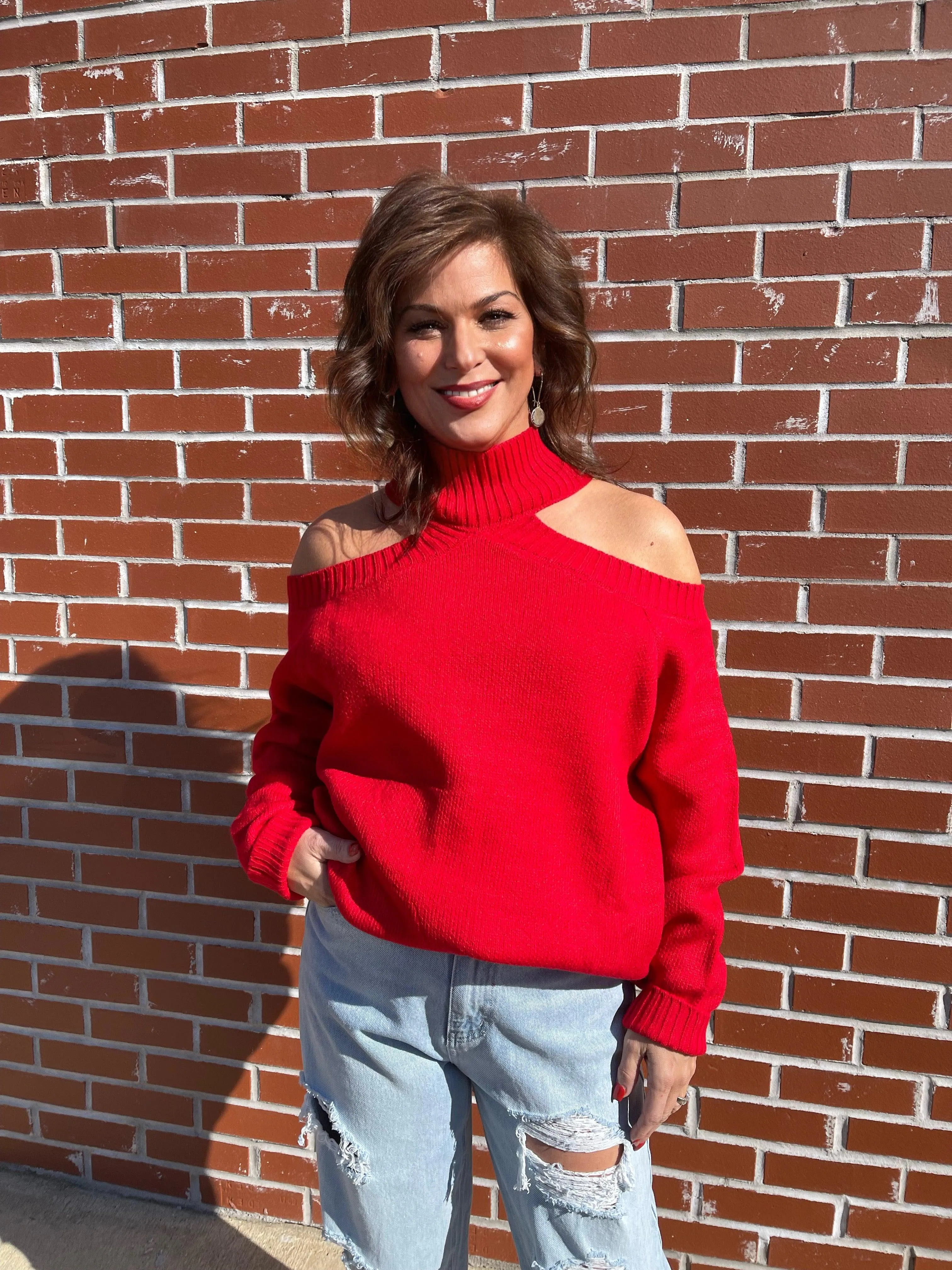 Deanna Cold Shoulder Sweater