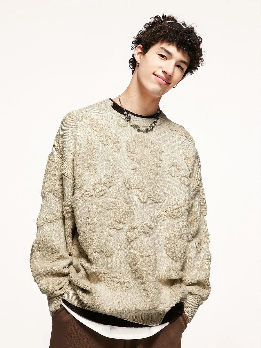 Dinosaur Jacquard Faux Two Piece Sweater