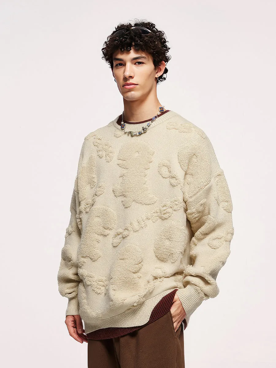 Dinosaur Jacquard Faux Two Piece Sweater