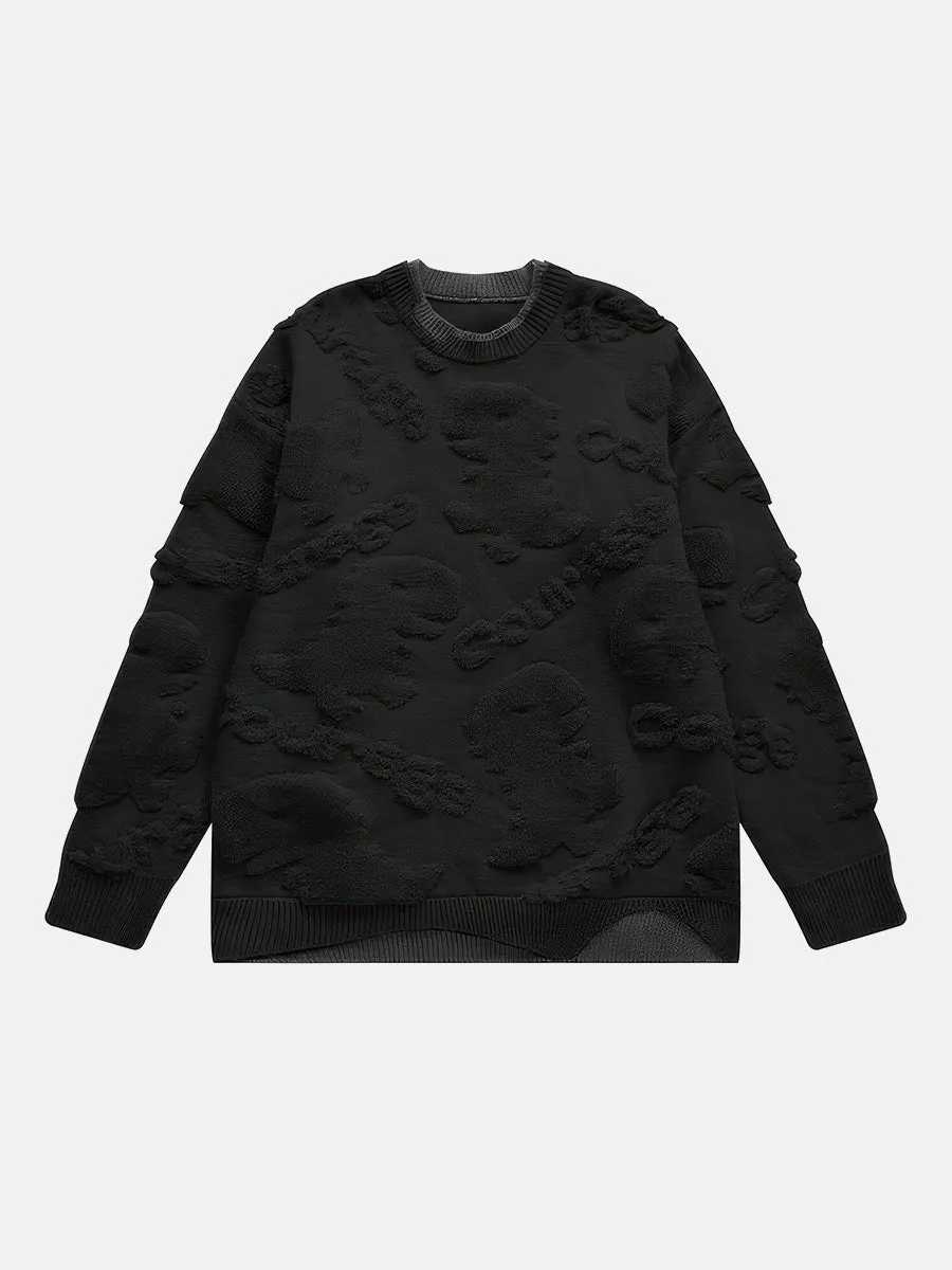 Dinosaur Jacquard Faux Two Piece Sweater