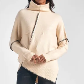 ELAN CROSS-STITCHED CREAM SWEATER