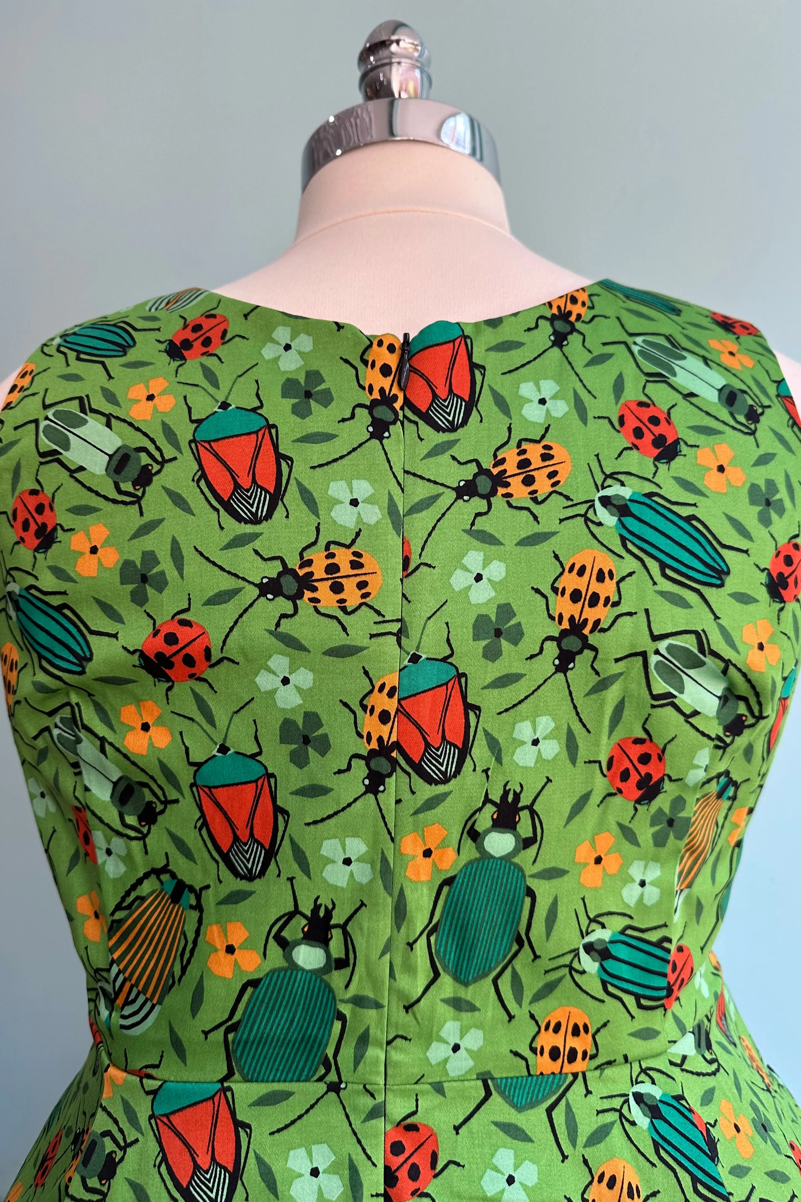 Green Bug V-Neck Dress by Eva Rose