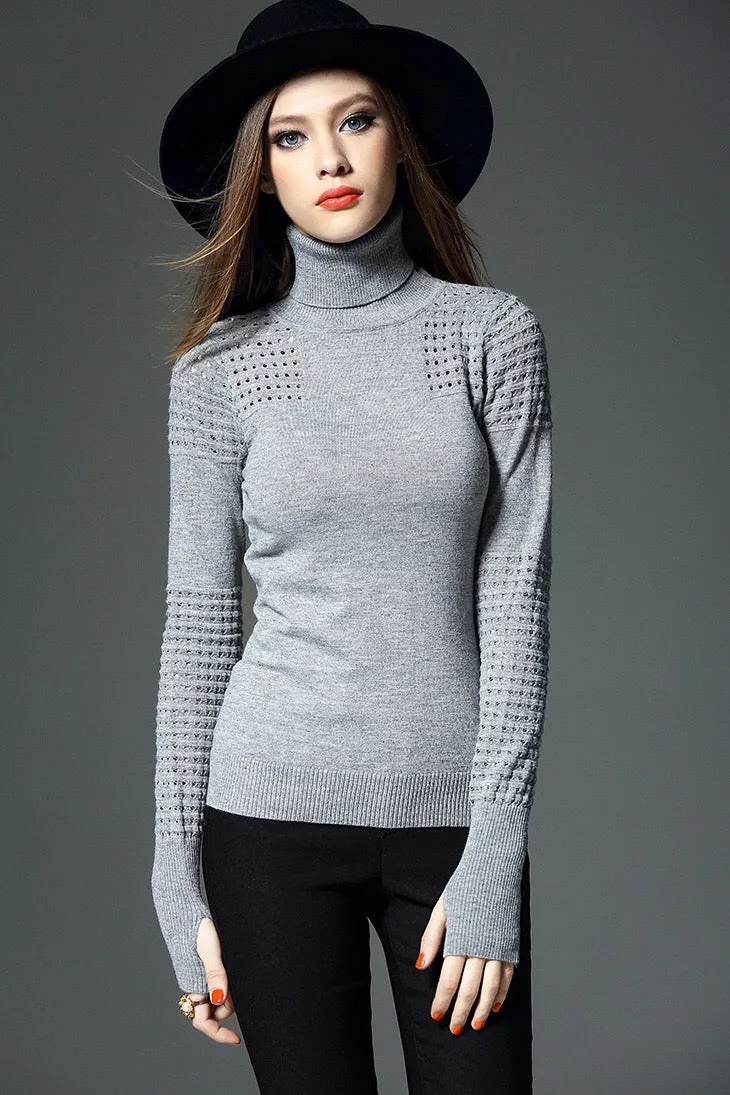 High Neck Sweater W/ Laser Cutout